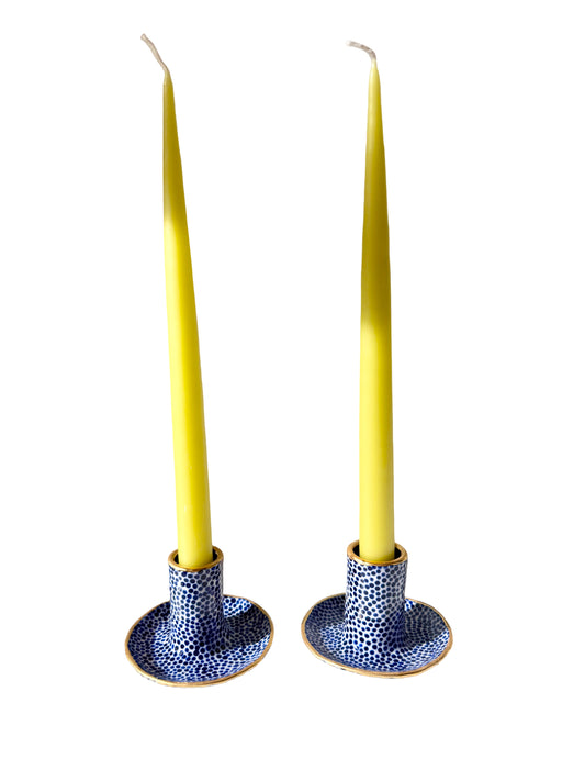 Dark Blue Dot Candleholders