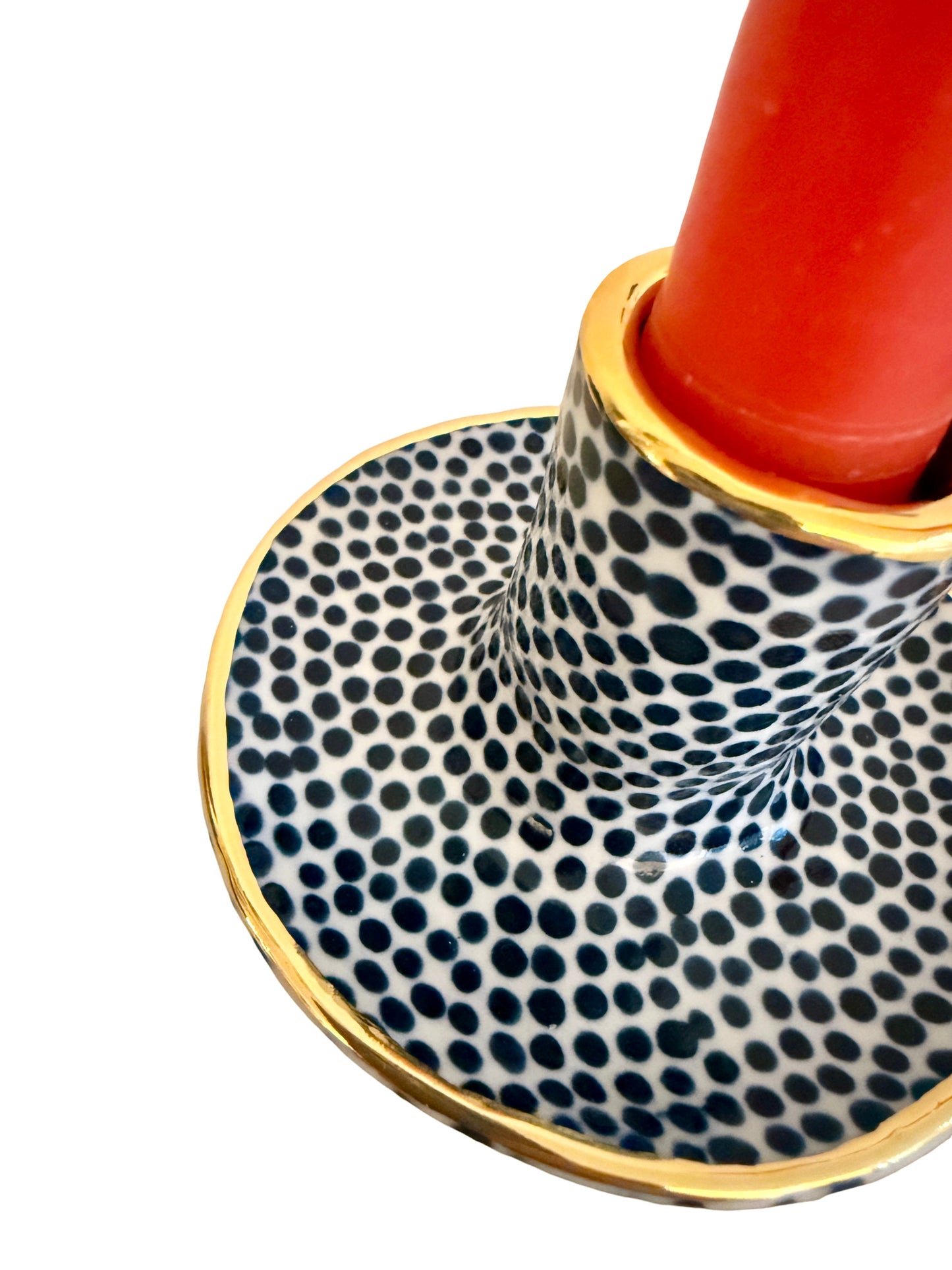 Dark Teal Dot Candleholders