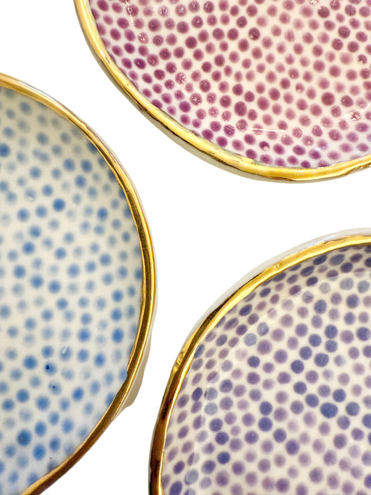 Trio of Trinket Plates- Blue and Purple