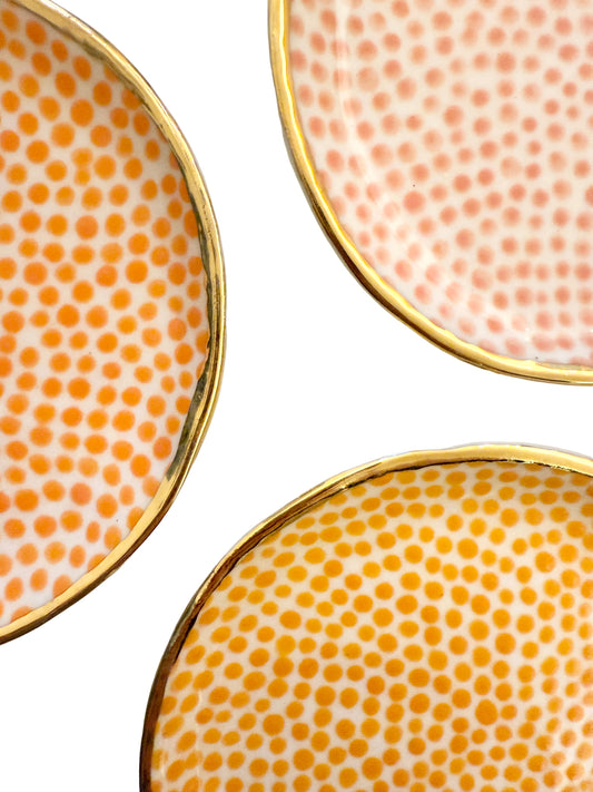 Trio of Trinket Plates- Peach and Orange