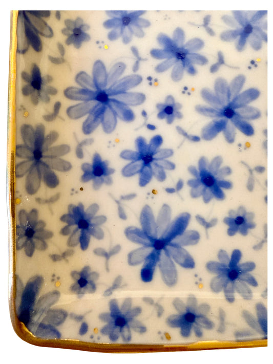 Blue Toile Medium Rectangular Platter