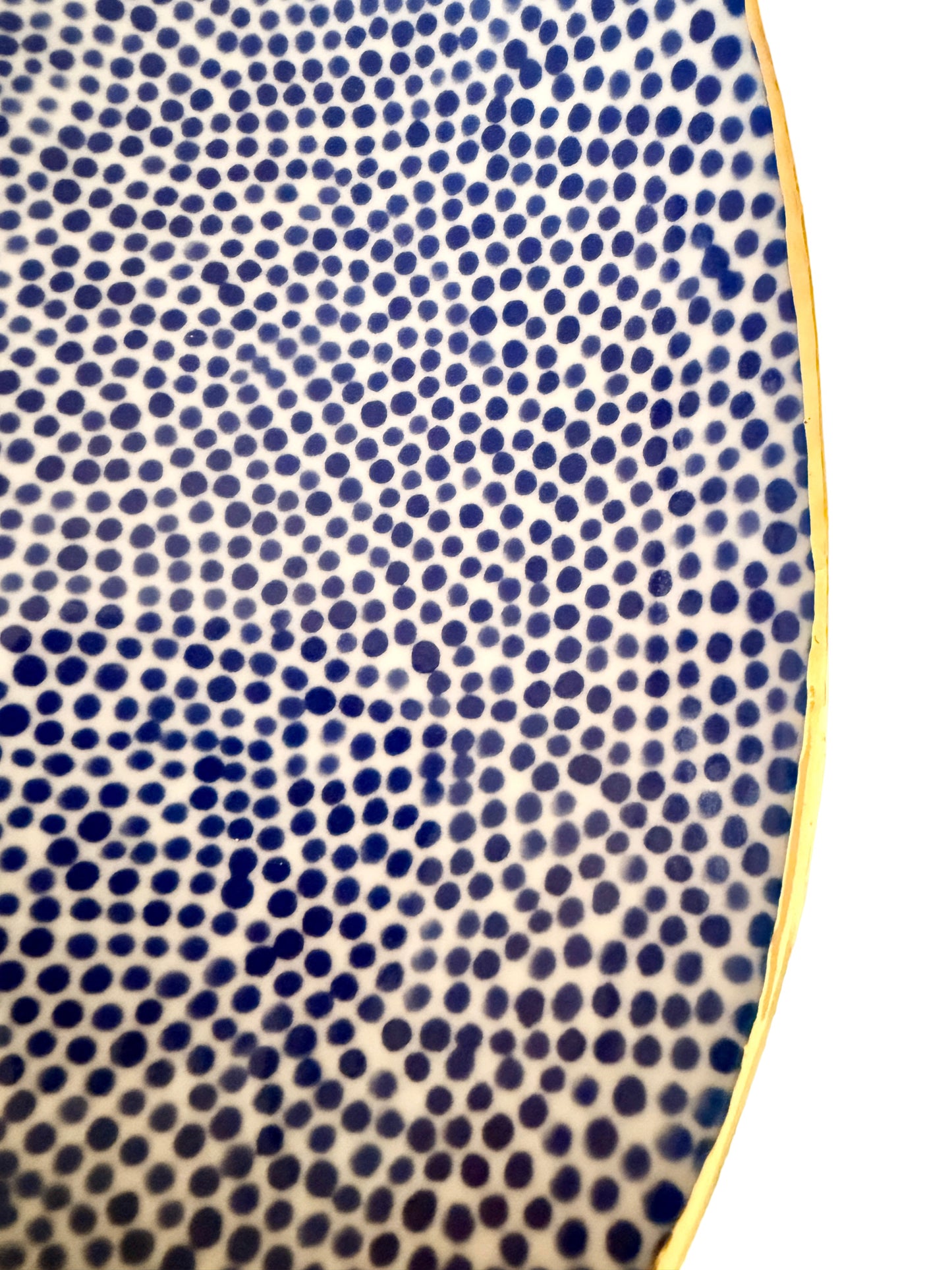Blue Dot Oval Bowl