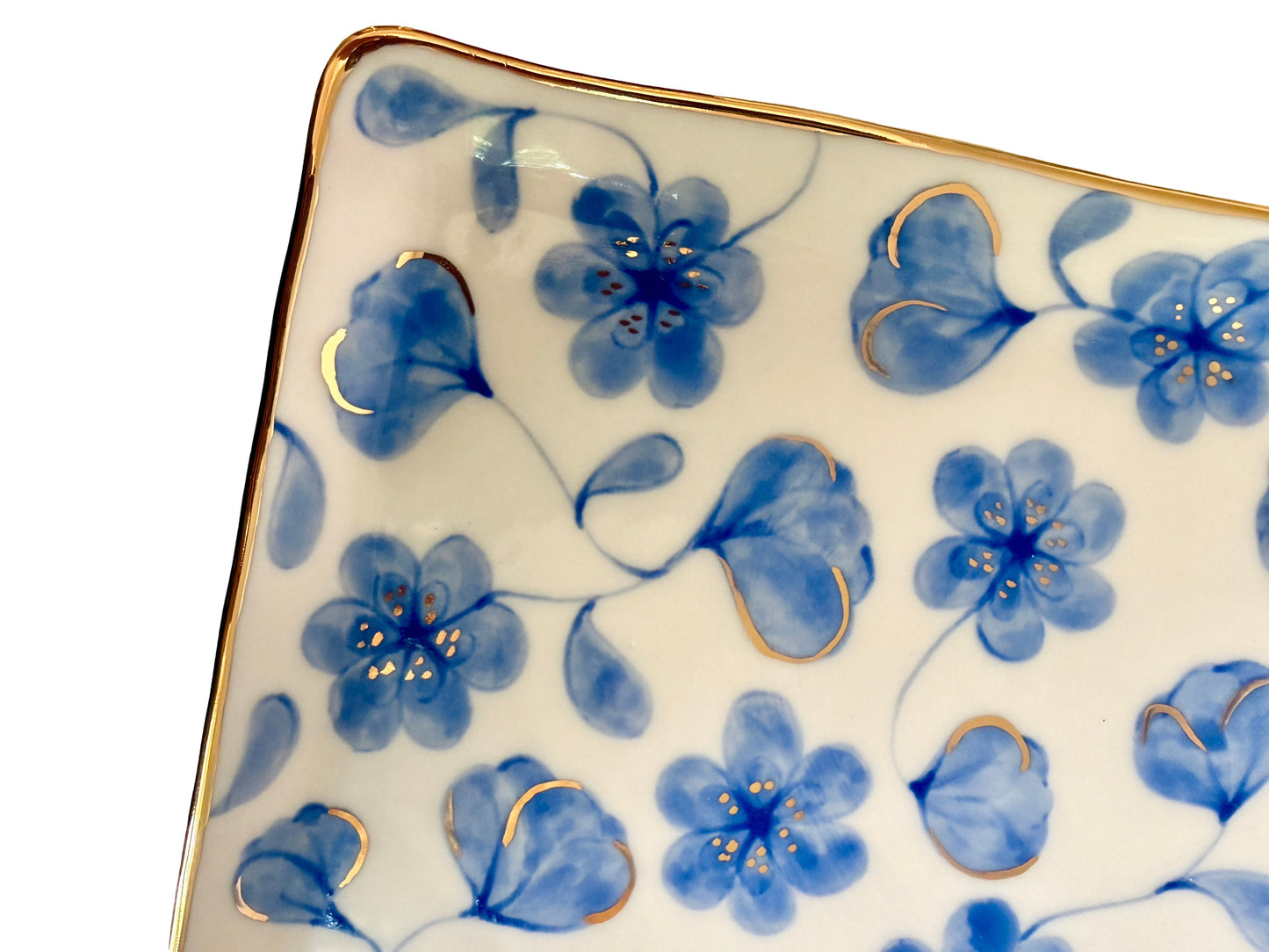 Large Flower Blue Toile Large Rectangular Platter