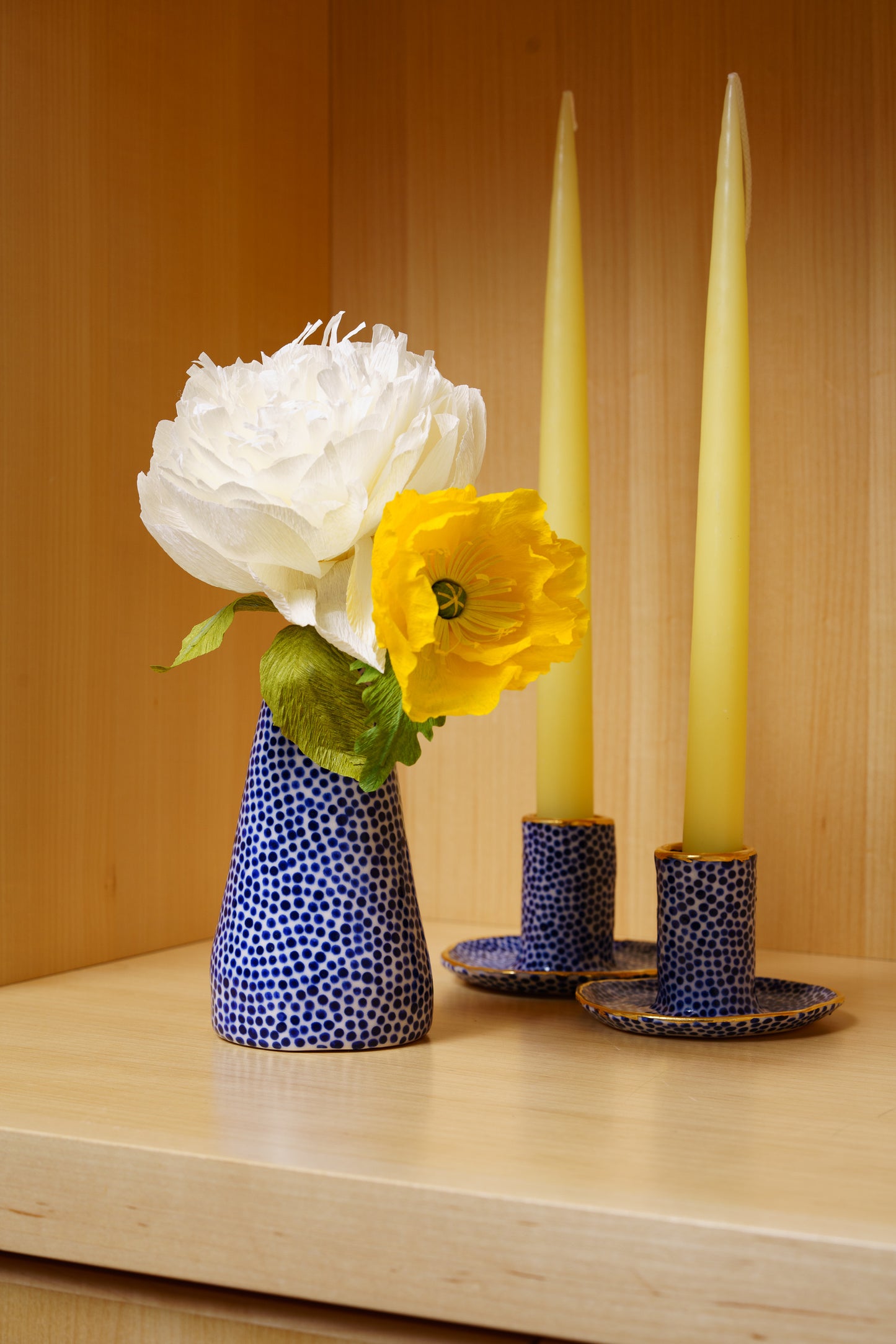 Dark Blue Dot Bud Vase