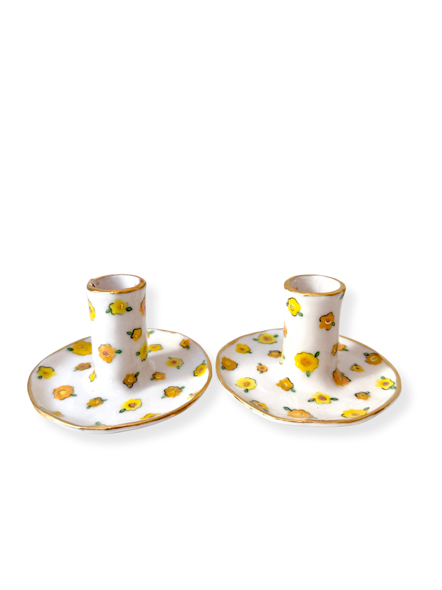 Yellow Small Flower Candle Holders