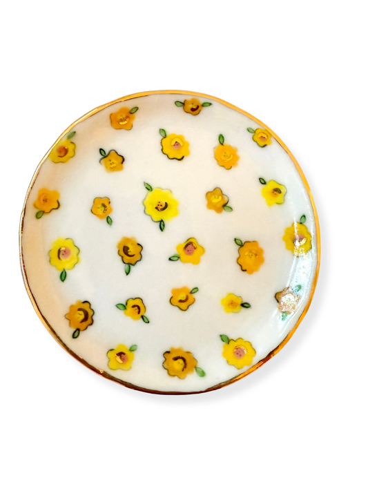 Yellow Small Flower Trinket Plate