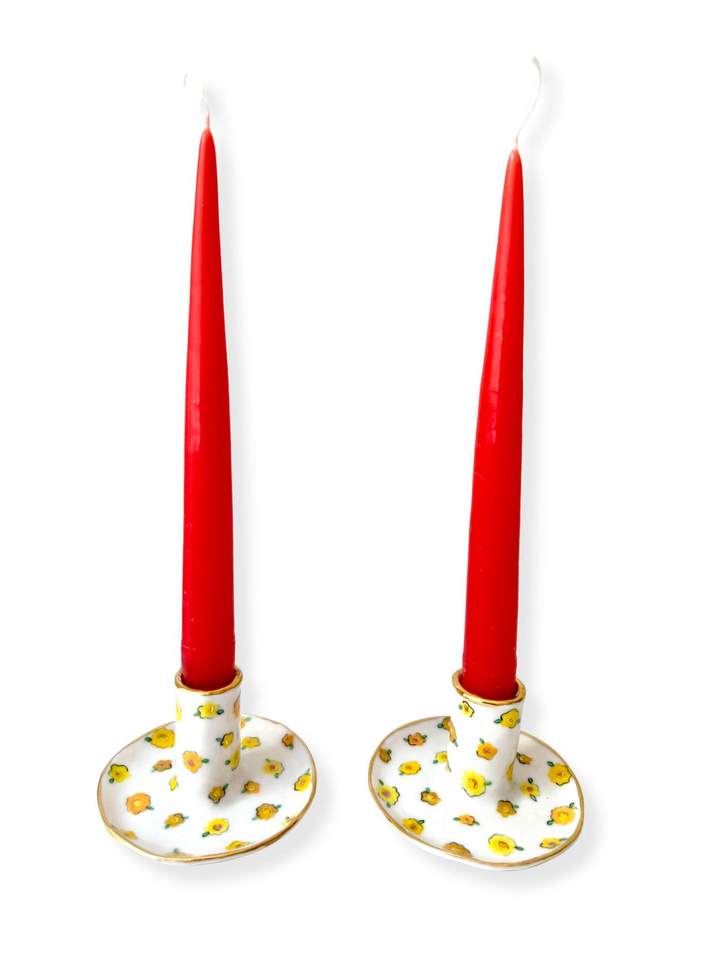 Yellow Small Flower Candle Holders