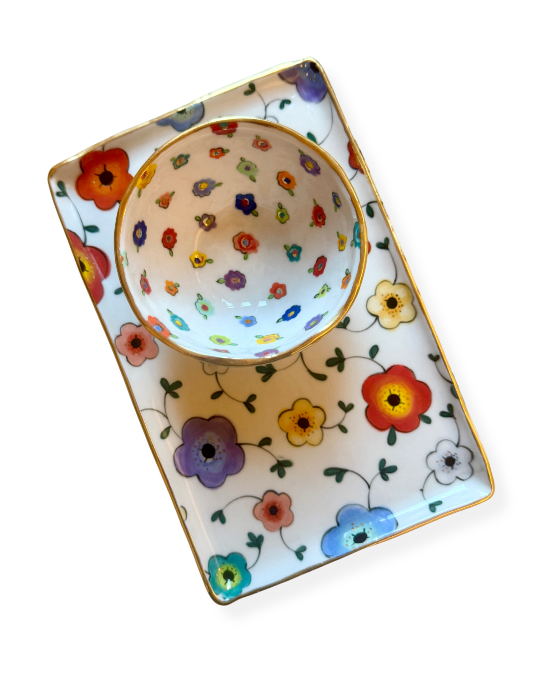 Large Flower Medium Rectangular Platter