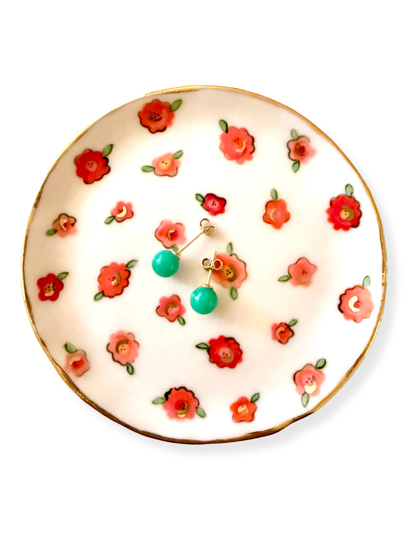 Red Small Flower Trinket Plate