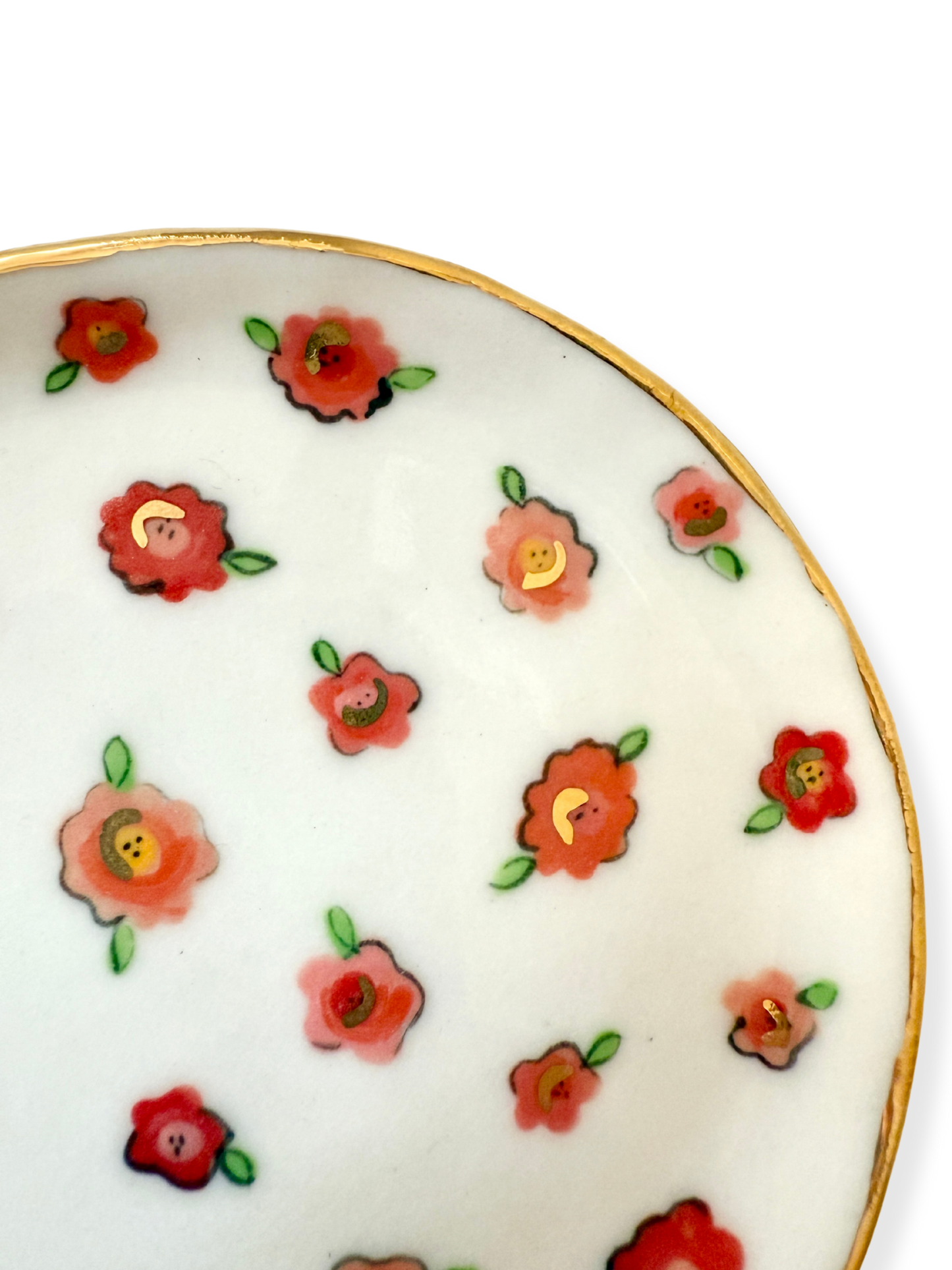Red Small Flower Trinket Plate