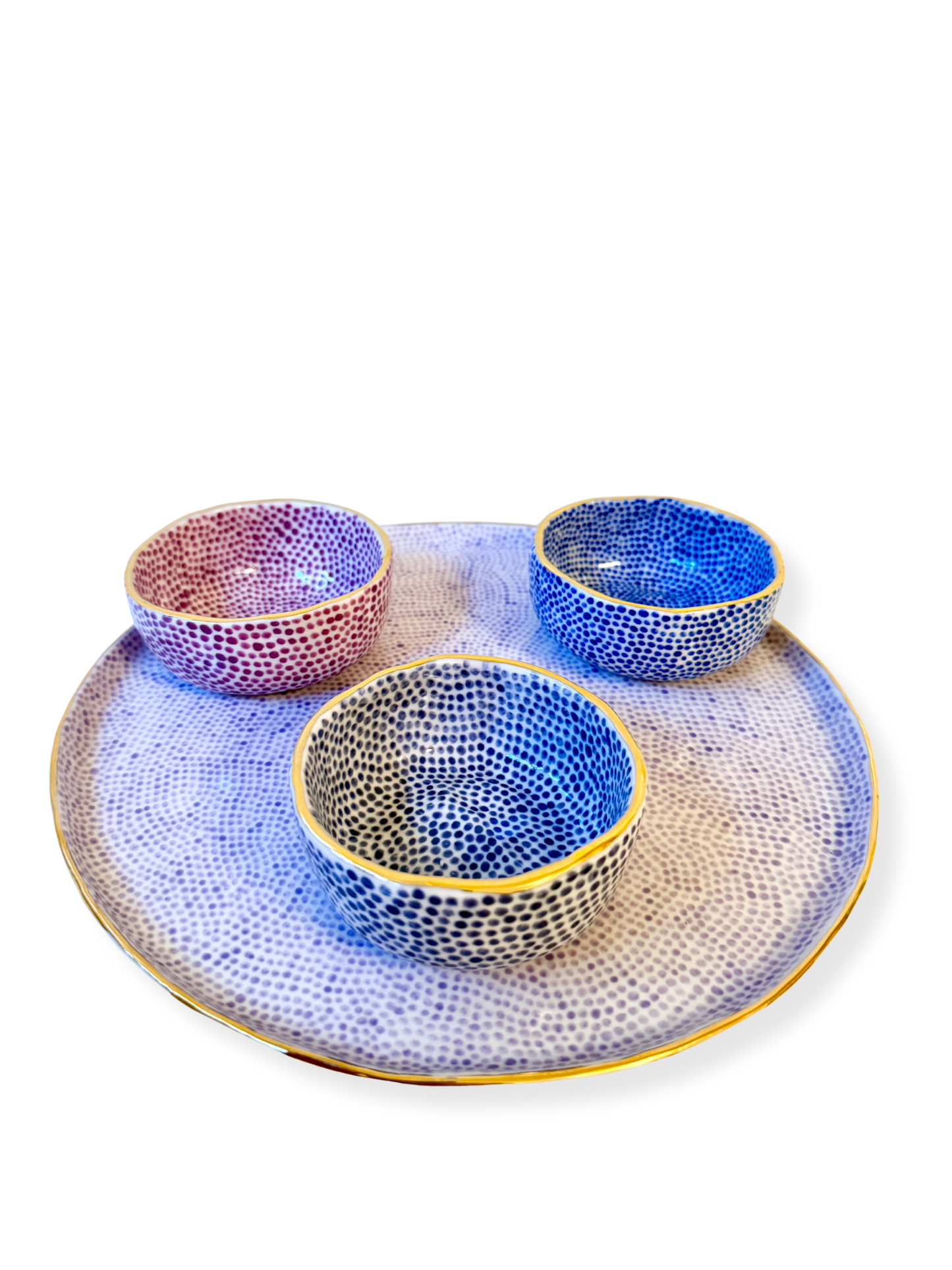 Lavender Dot Large Circular Platter