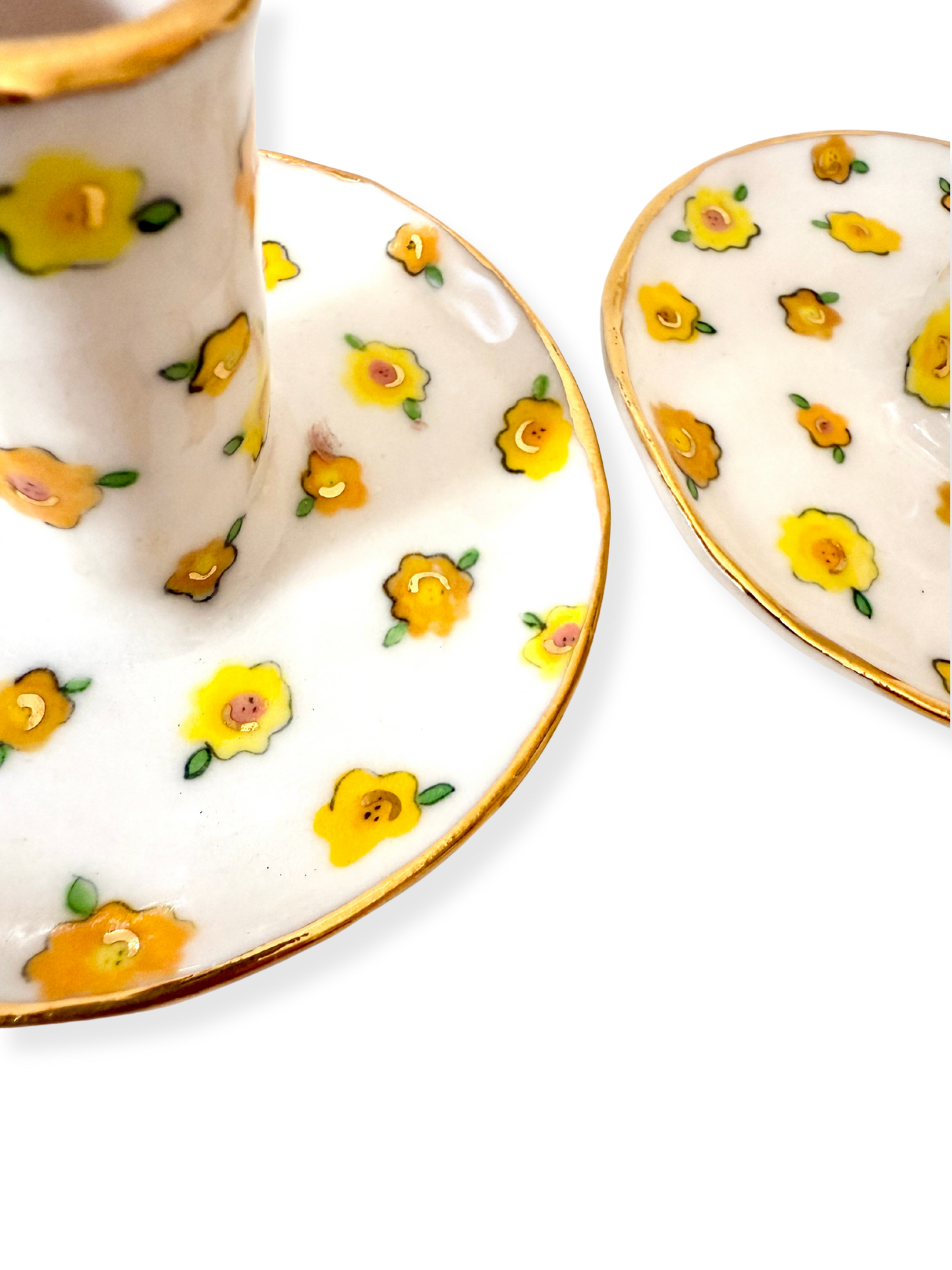 Yellow Small Flower Candle Holders