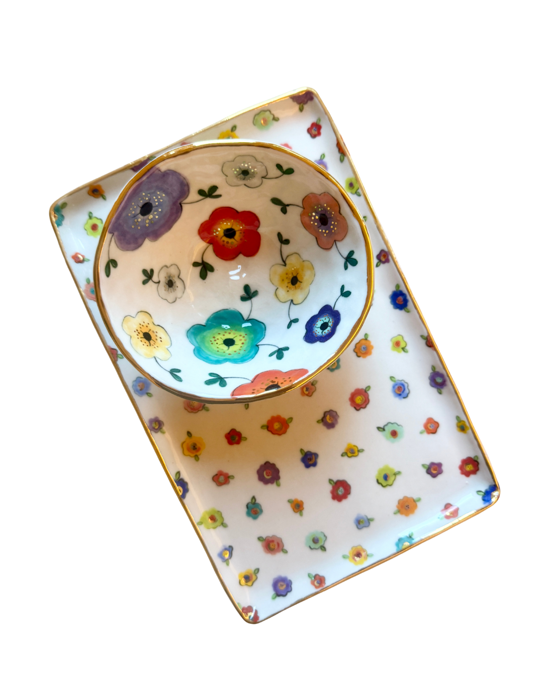 Small Flower Medium Rectangular Platter