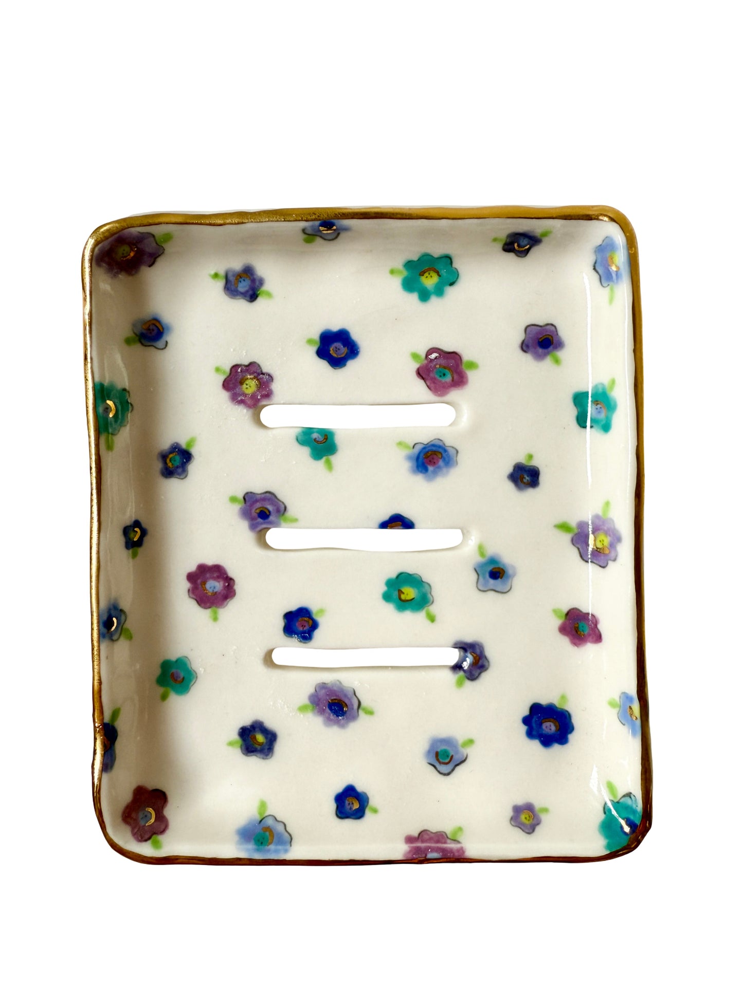 Blue and Purple Flower Soap Dish