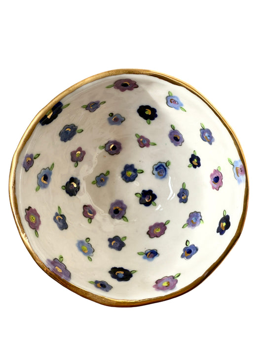 Blue and Purple Flower Medium Bowl