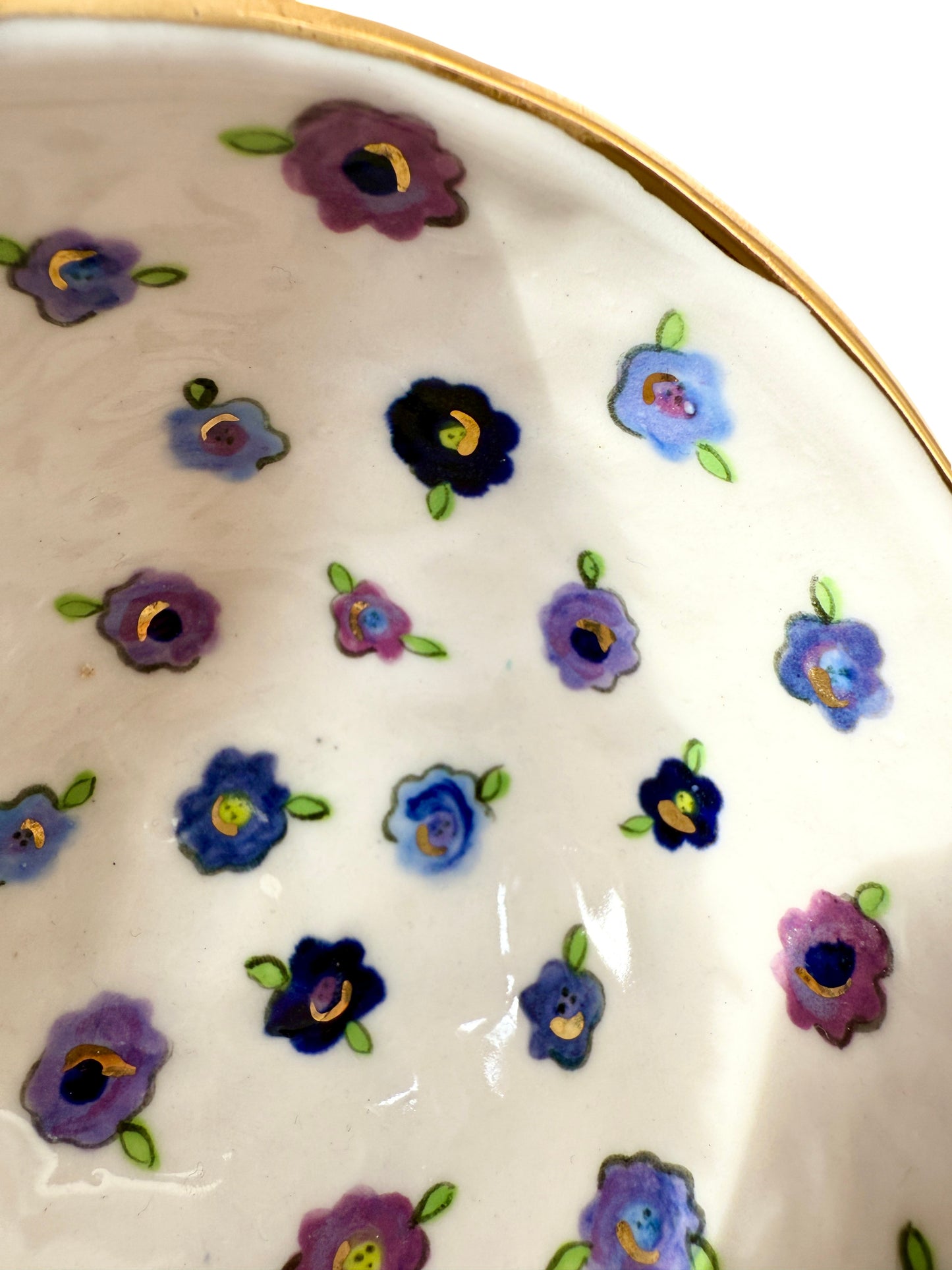 Blue and Purple Flower Medium Bowl
