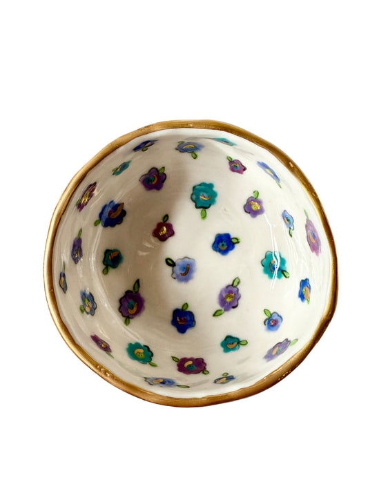 Blue and Purple Flower Trinket Dish