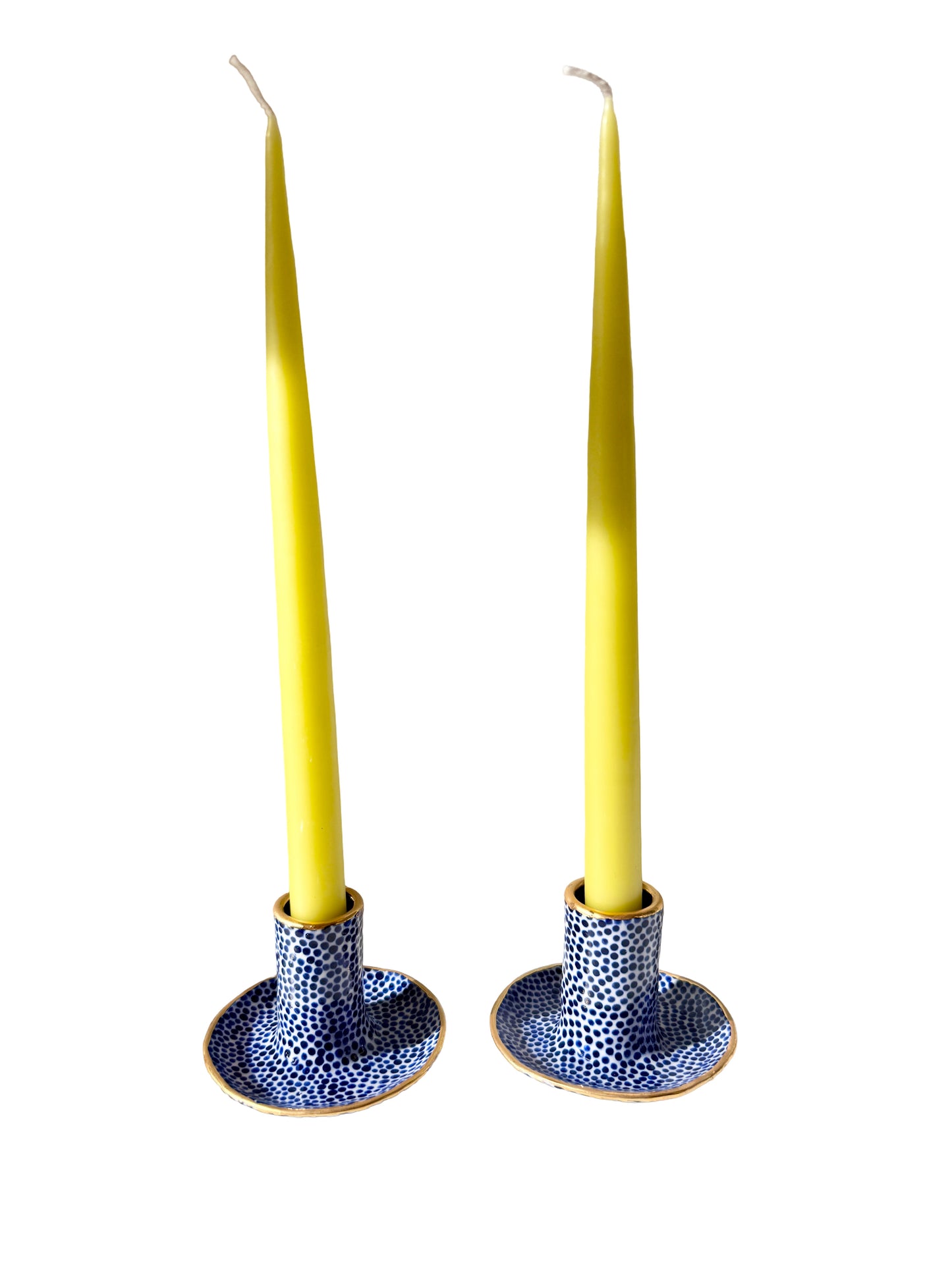 Dark Blue Dot Candleholders