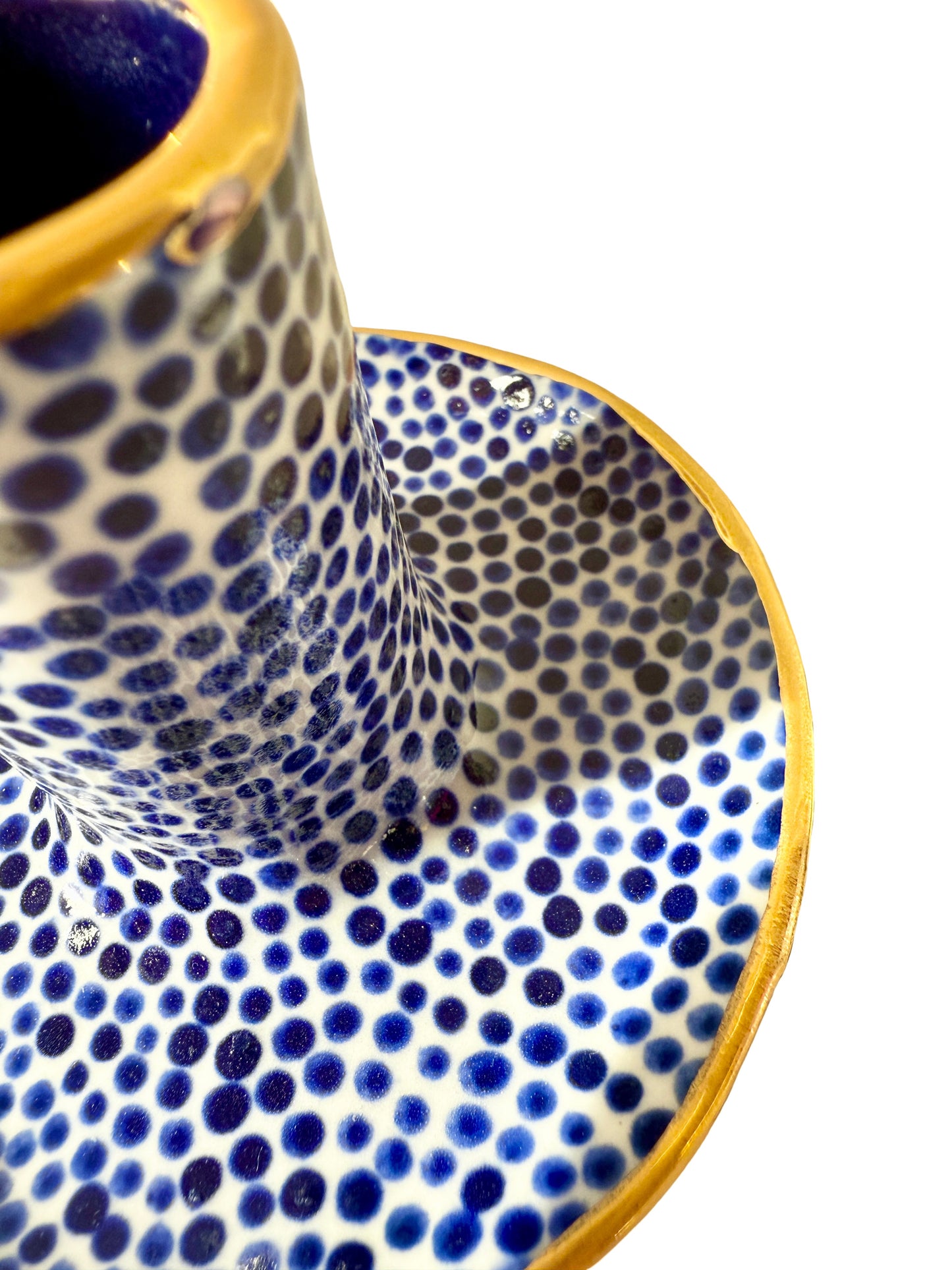 Dark Blue Dot Candleholders