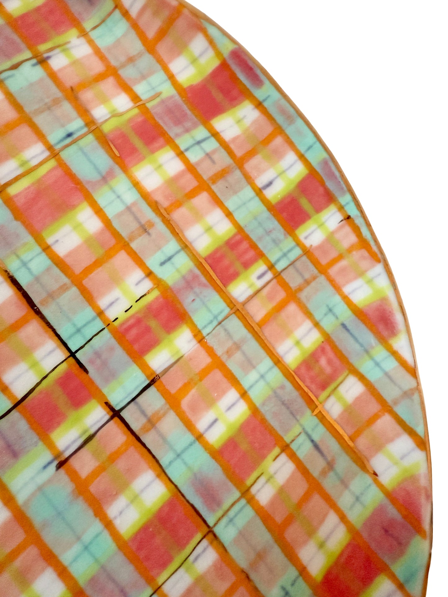 Peach Plaid Medium Plate