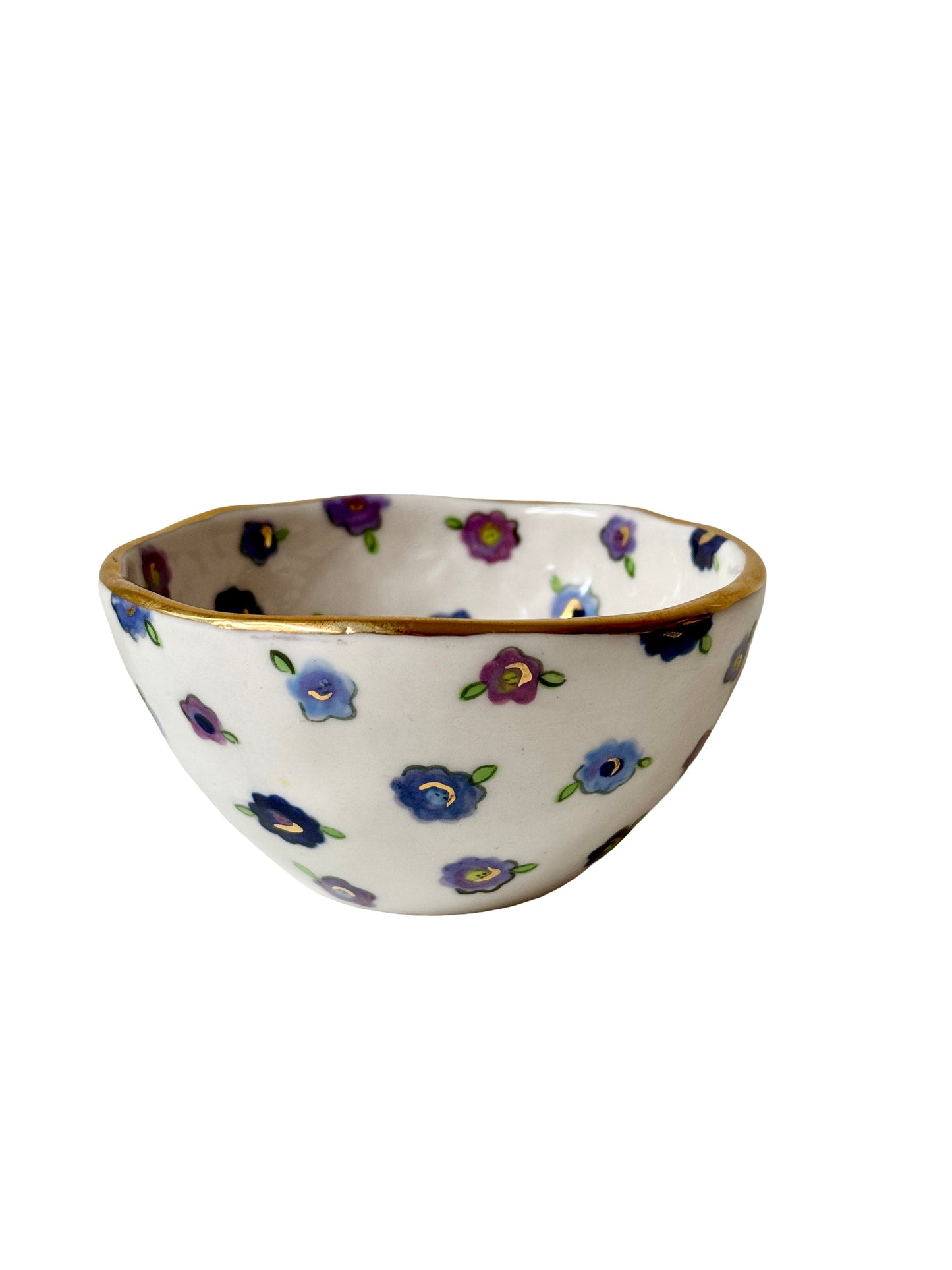 Blue and Purple Flower Medium Bowl
