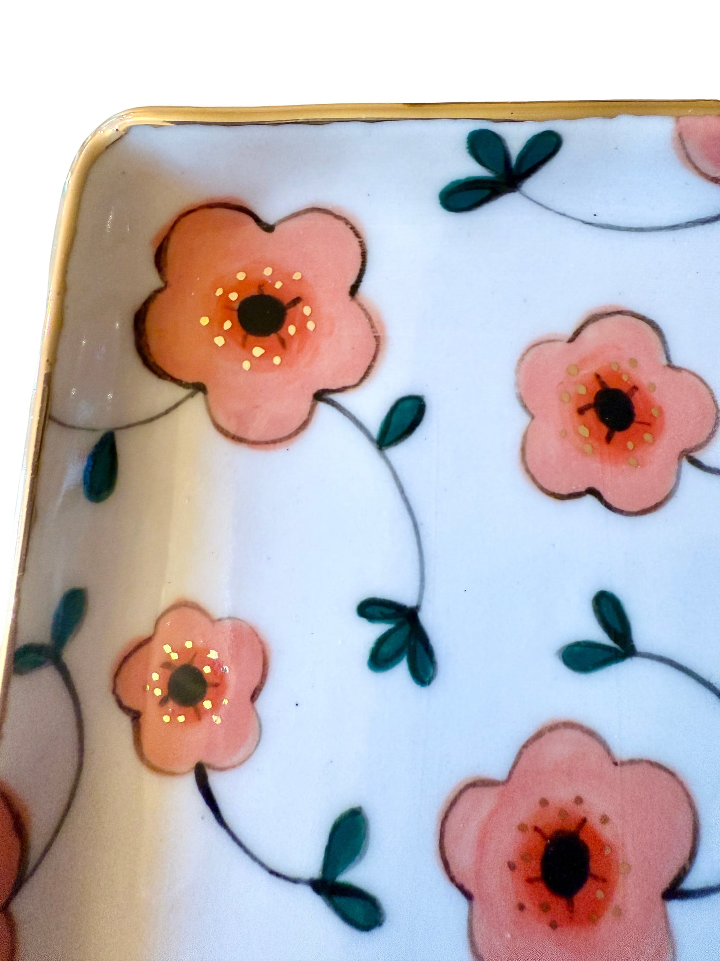 Large Pink Flower Medium Rectangular Platter