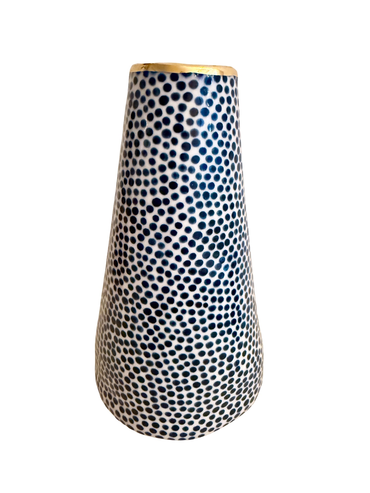 Dark Teal Dot Bud Vase