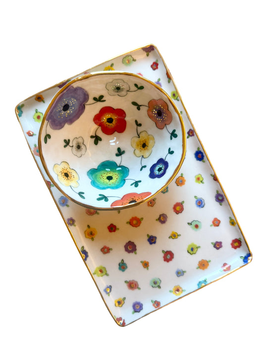 Small Flower Large Rectangular Platter