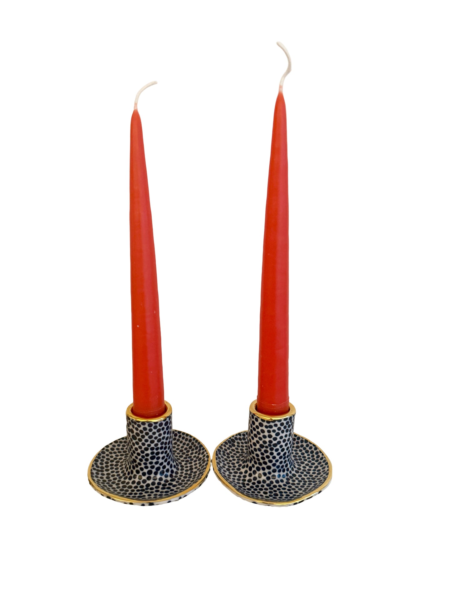 Dark Teal Dot Candleholders