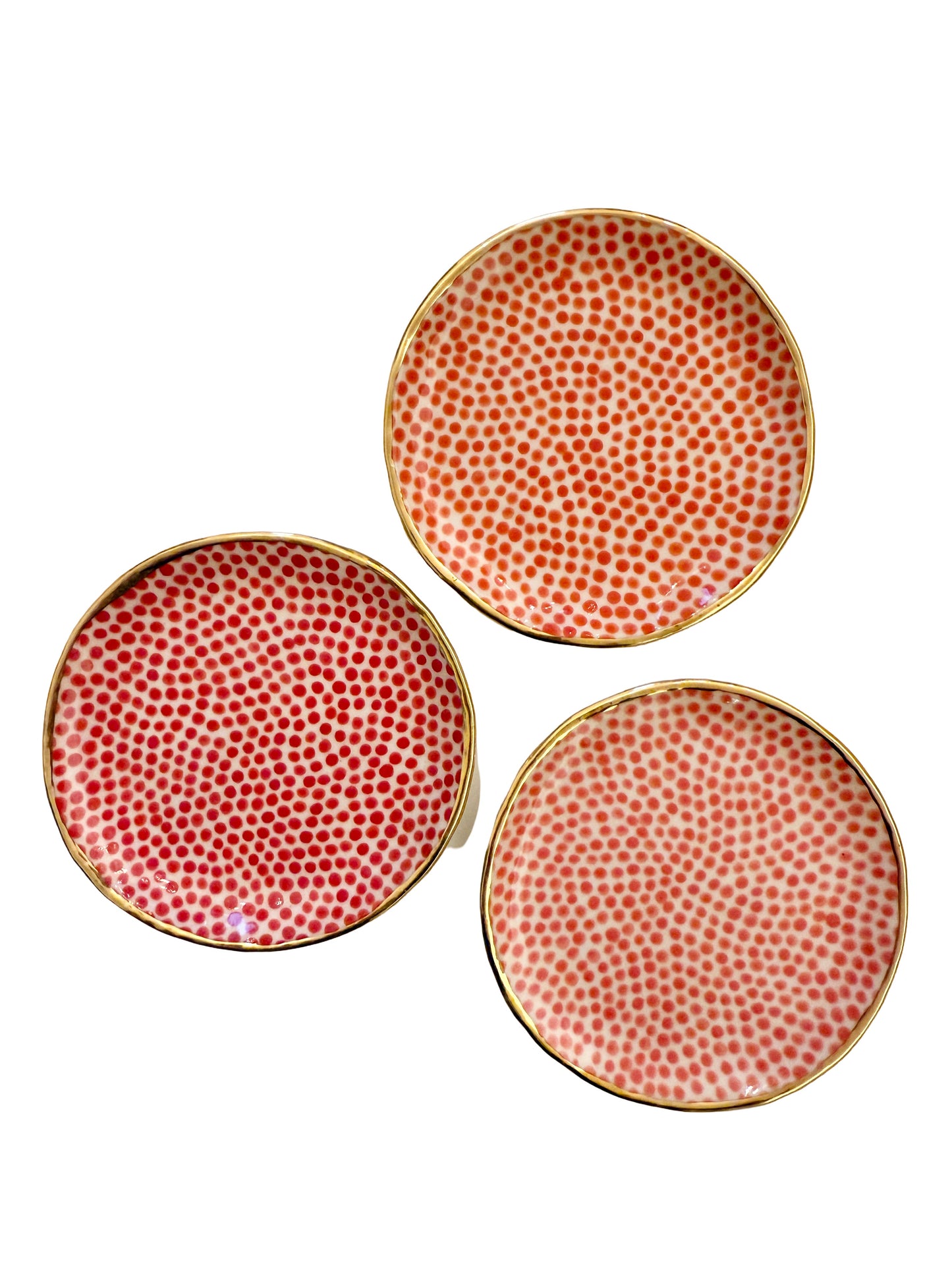 Trio of Trinket Plates- Reds