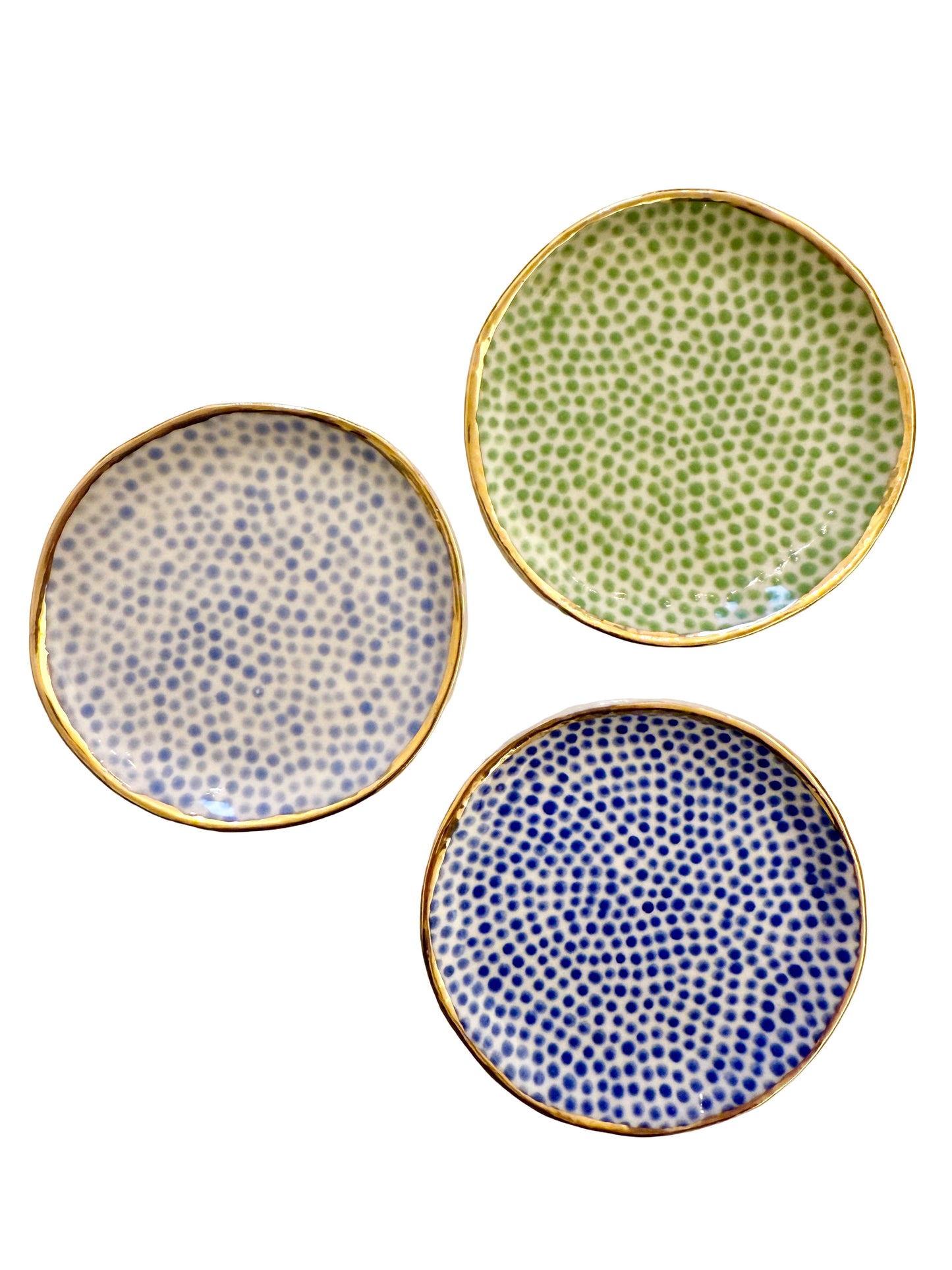 Trio of Trinket Plates- Blue and Green