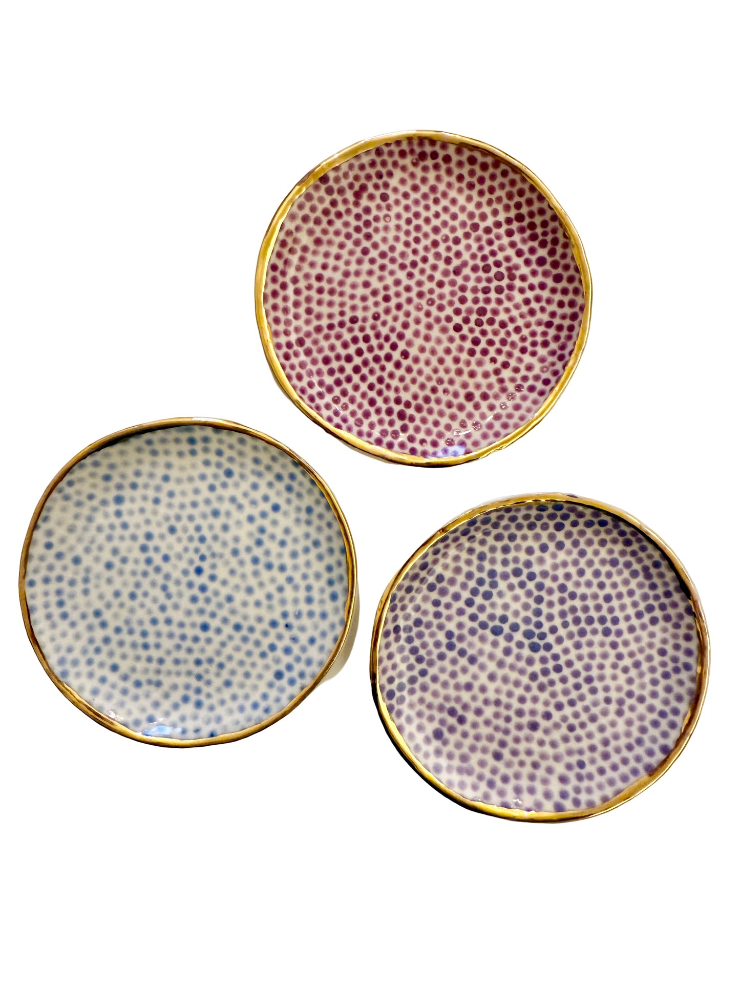 Trio of Trinket Plates- Blue and Purple