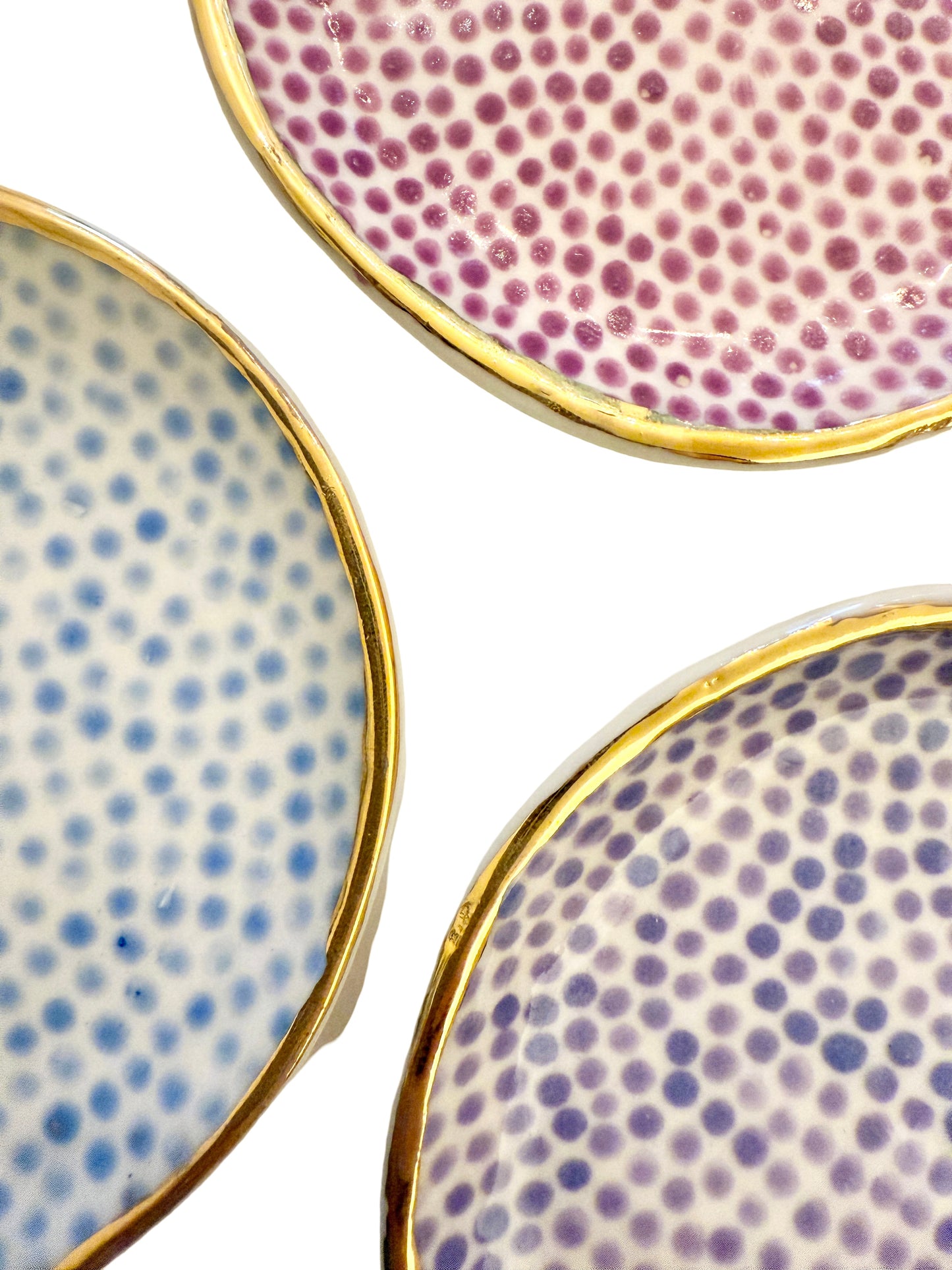 Trio of Trinket Plates- Blue and Purple