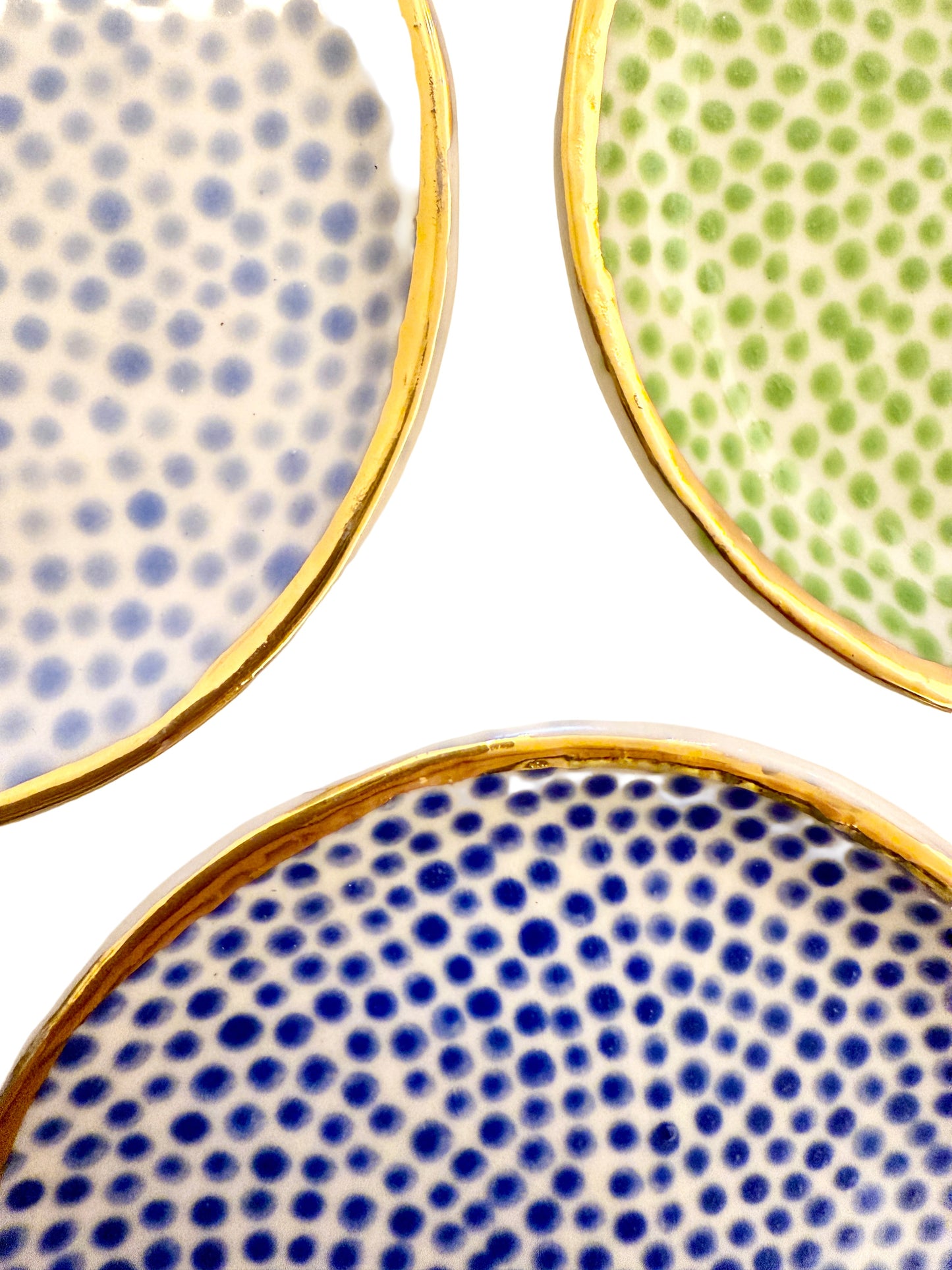 Trio of Trinket Plates- Blue and Green