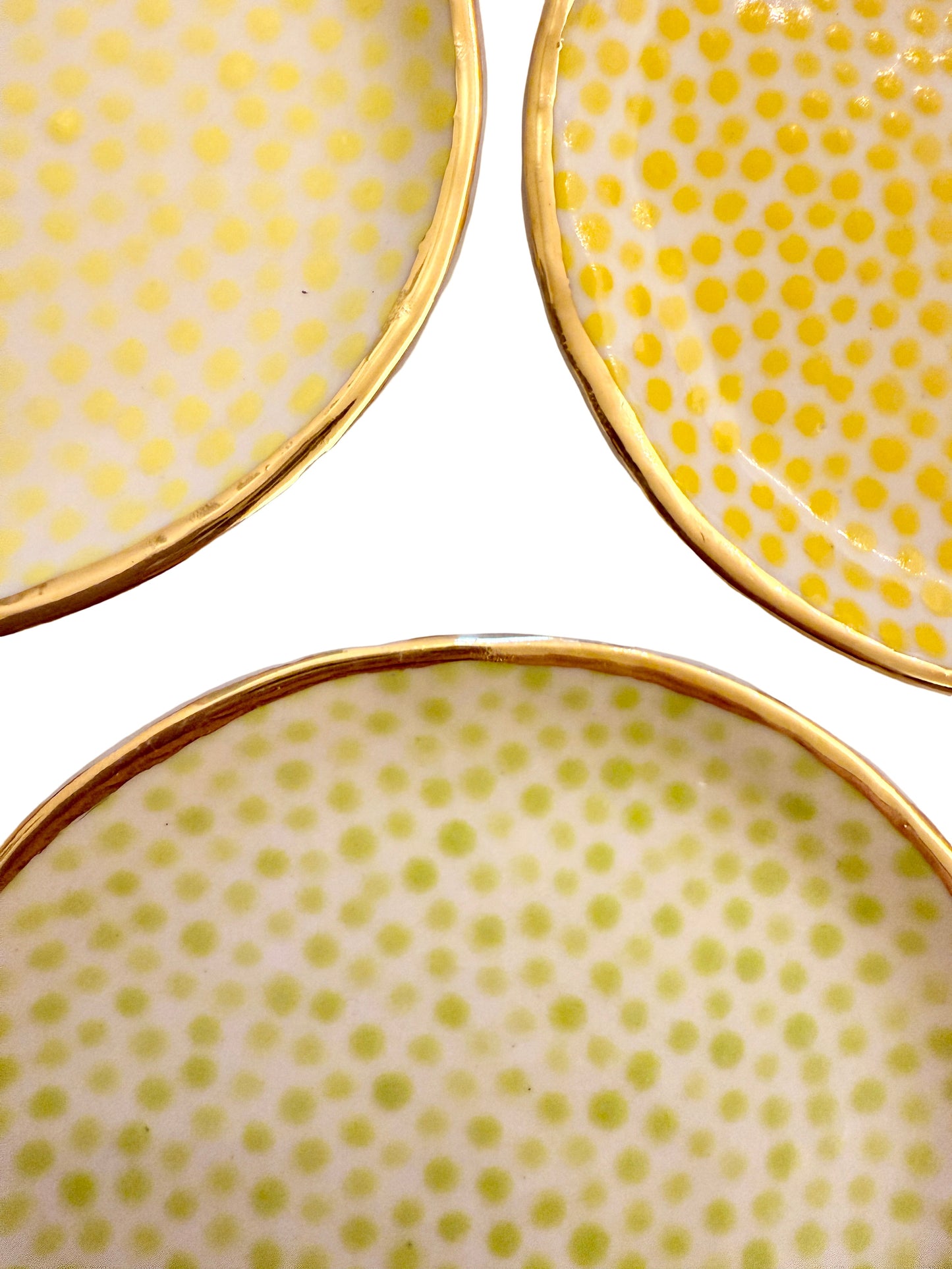Trio of Trinket Plates- Yellow and Green
