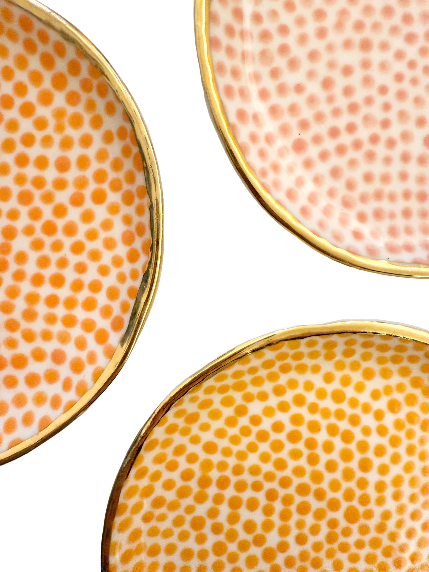 Trio of Trinket Plates- Peach and Orange