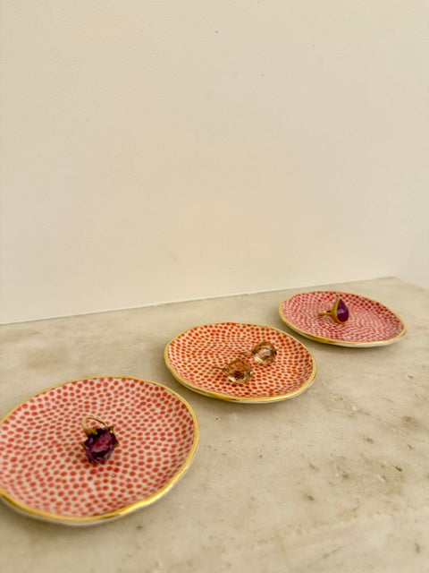 Trio of Trinket Plates- Reds