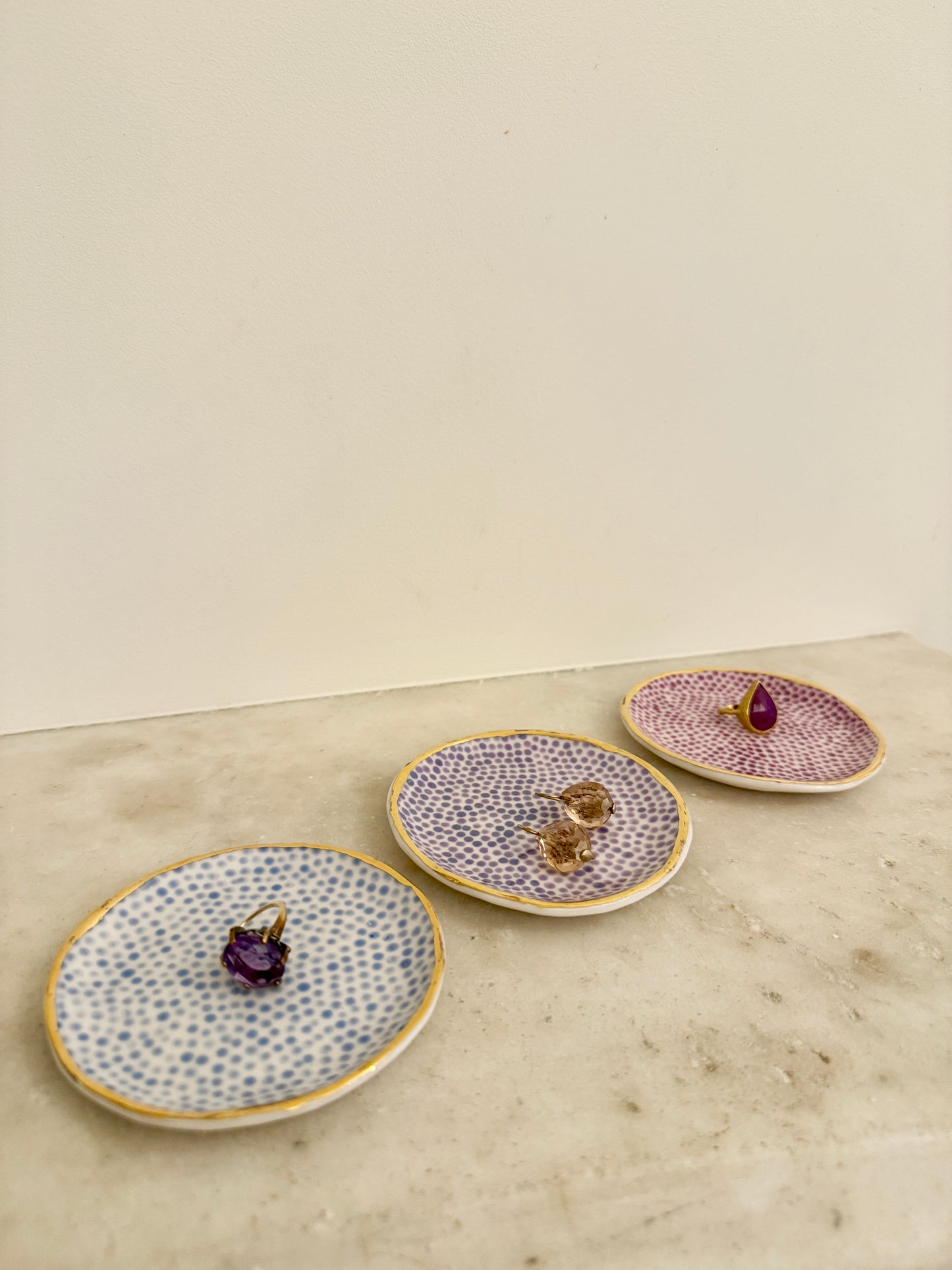 Trio of Trinket Plates- Blue and Purple