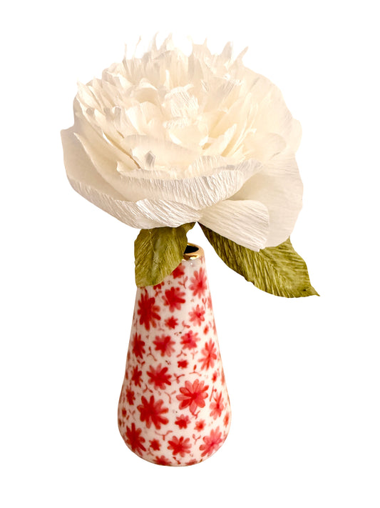 Red Toile Bud Vase