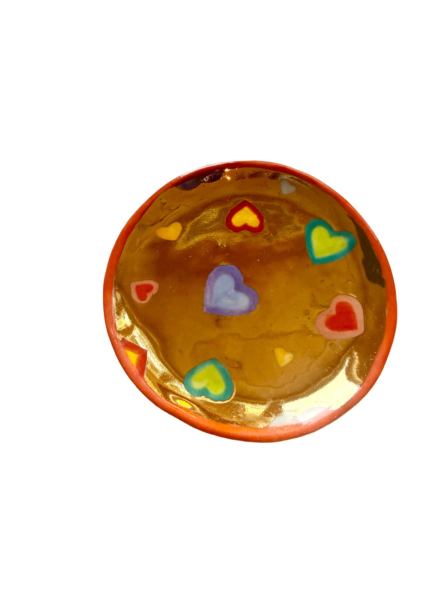 Gold Floating Hearts Trinket Plate