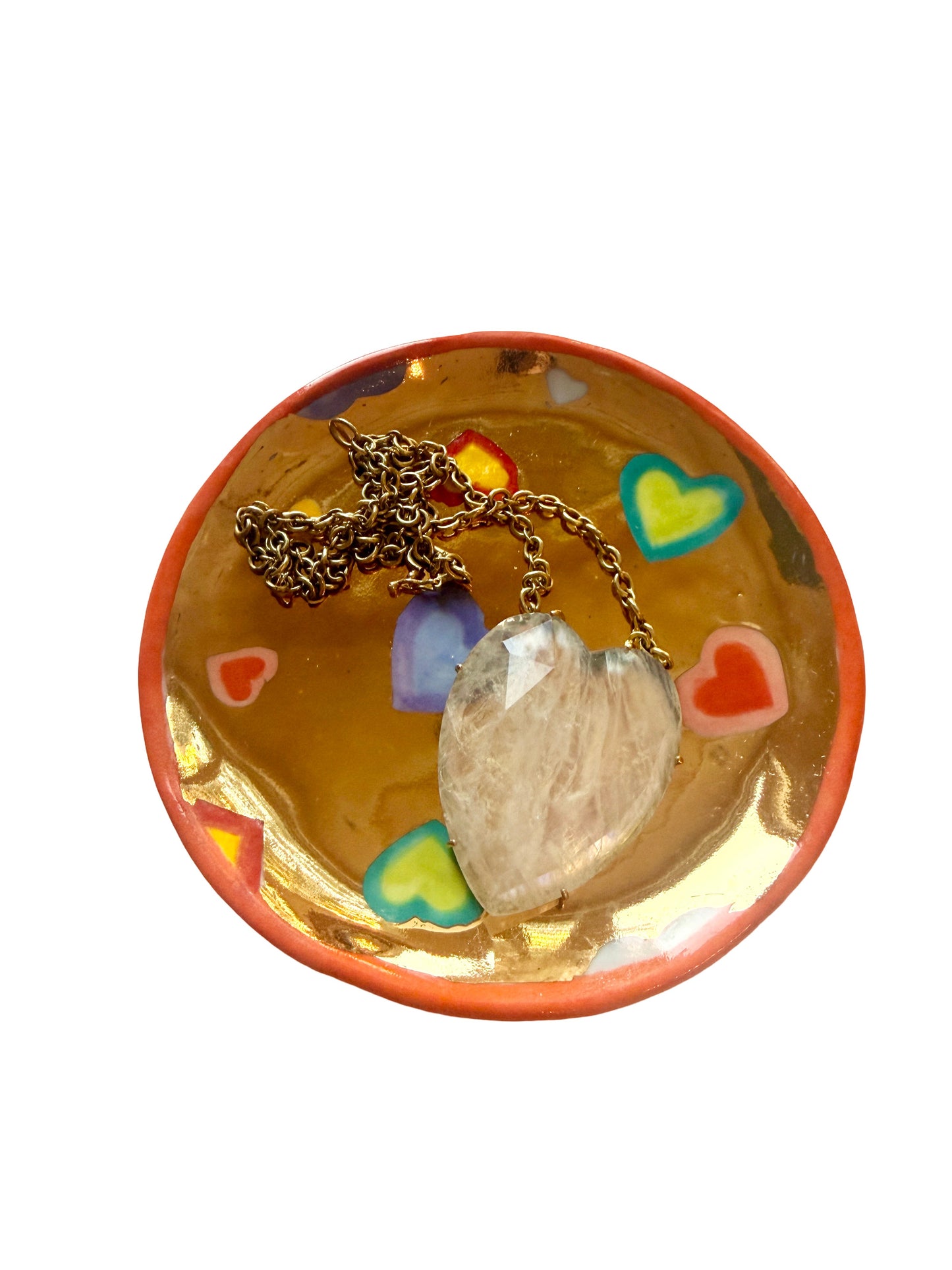 Gold Floating Hearts Trinket Plate