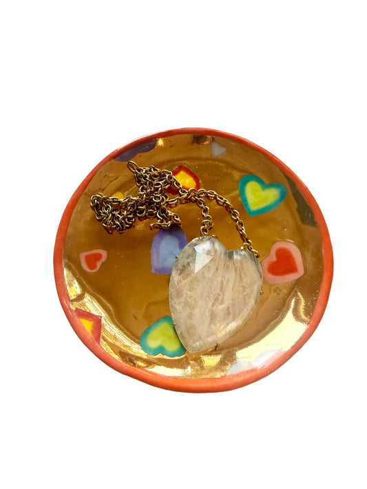 Gold Floating Hearts Trinket Plate