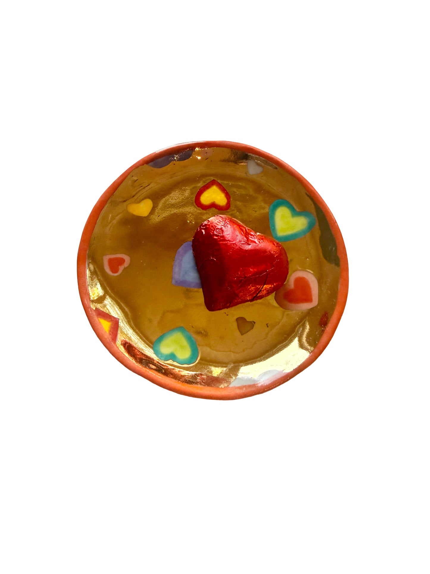 Gold Floating Hearts Trinket Plate