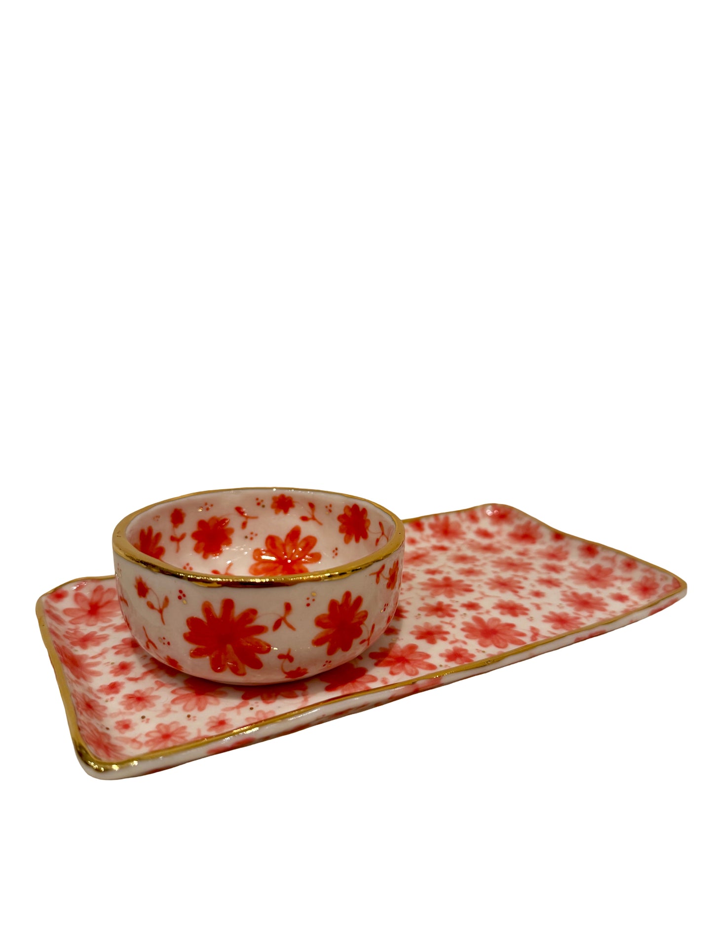 Coral Toile Medium Rectangular Platter