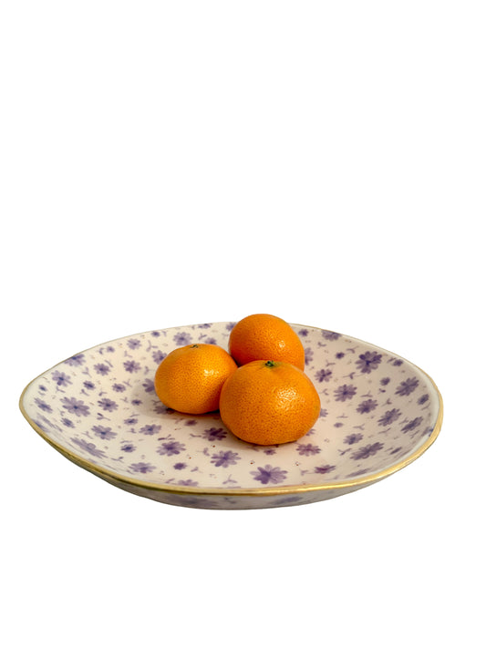 Lavender Toile Large Flat Bowl