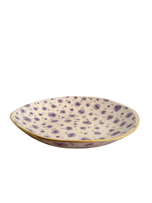 Lavender Toile Large Flat Bowl