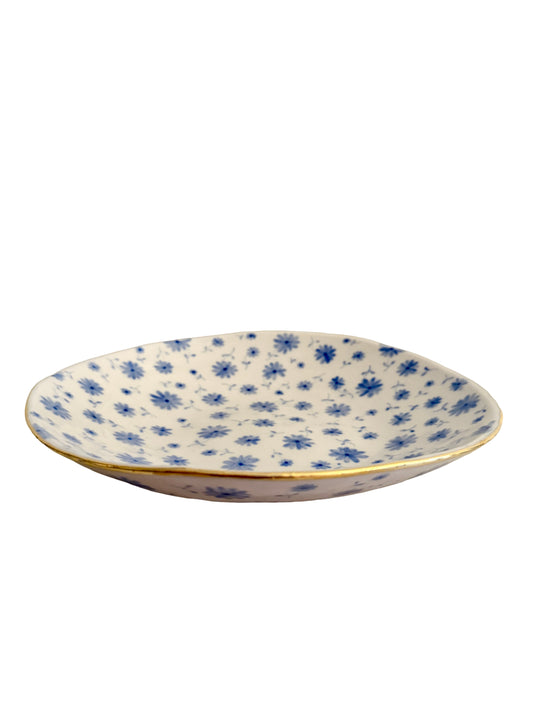 Blue Toile Large Flat Bowl