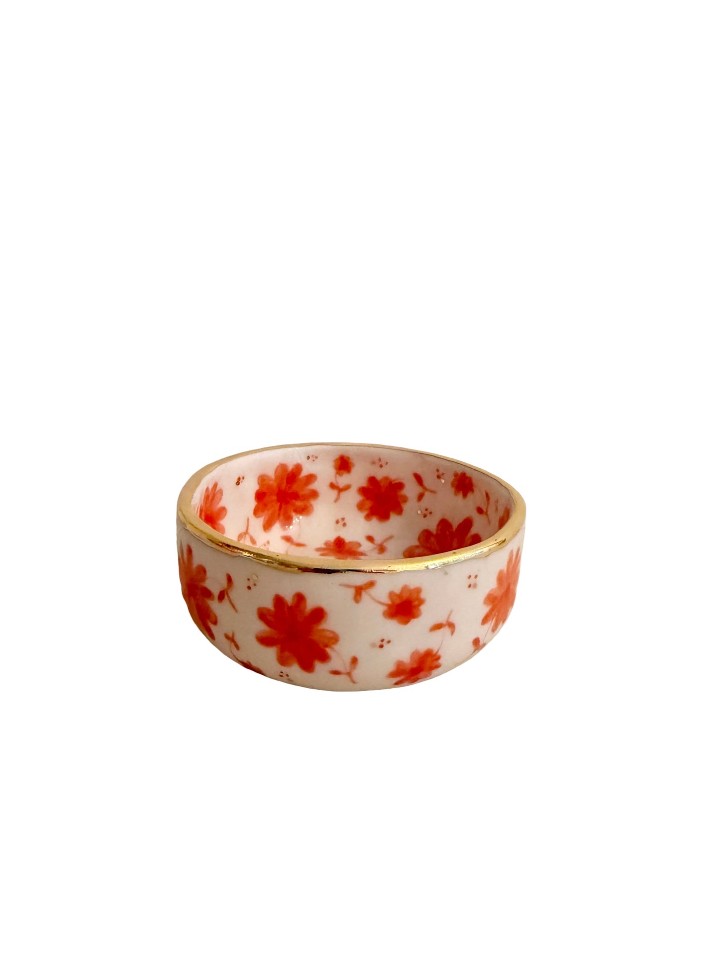 Red Toile Trinket Bowl