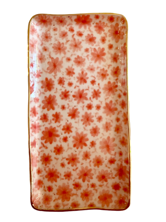 Coral Toile Medium Rectangular Platter