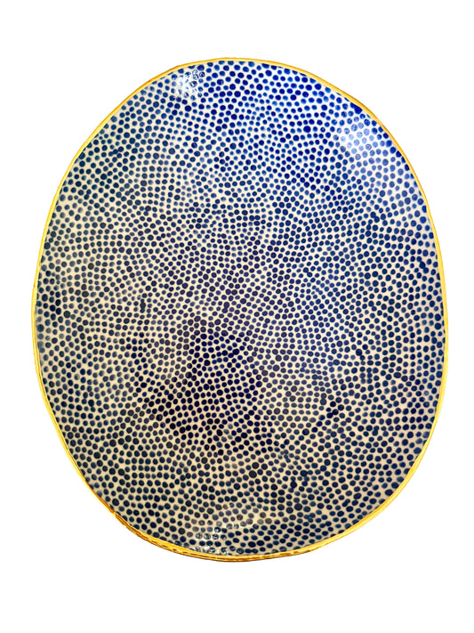 Blue Dot Oval Bowl